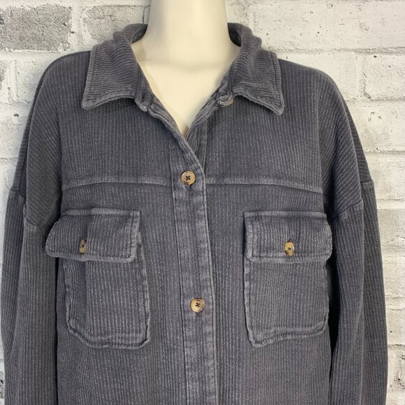 Anthropologie Pilcro Duster Jacket Oversized Long Button Up Gray Shacket - Picture 2 of 13